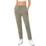  08 Bean Green Women's Quick Dry Hiking Lightweight Joggers Pants Water Resistant Athletic Lounge Track Pants with Zipper Pockets