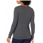 Charcoal Heather Women's Lightweight Long-Sleeve Cable Crewneck Sweater